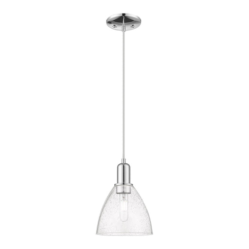 Innovations Bristol 8in 1-Light Mini Pendant | Industrial Polished Chrome Steel and Seedy Glass | Kitchen Island & Dining Room | Model 716-1P-PC-GBD-754