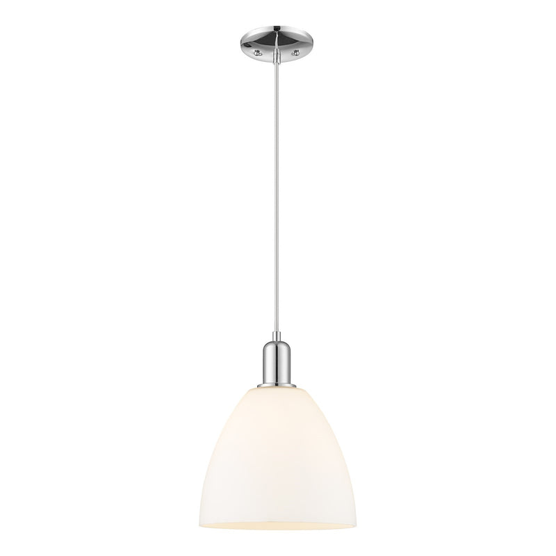 Innovations Bristol 9in 1-Light Mini Pendant | Industrial Polished Chrome Steel and Matte White Glass | Kitchen Island & Dining | Model 716-1P-PC-GBD-91