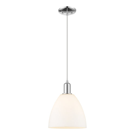 Innovations Bristol 9in 1-Light Mini Pendant | Industrial Polished Chrome Steel and Matte White Glass | Kitchen Island & Dining | Model 716-1P-PC-GBD-91