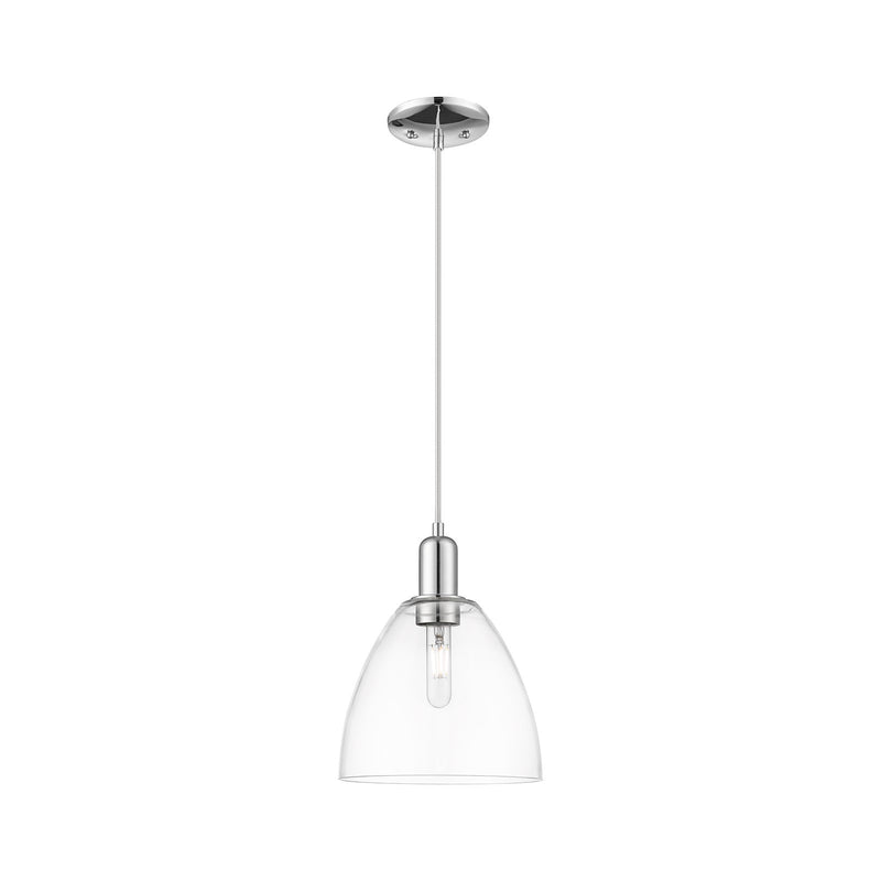 Innovations Bristol 9in 1-Light Mini Pendant | Industrial Polished Chrome Steel and Clear Glass | Kitchen Island & Dining Room | Model 716-1P-PC-GBD-92