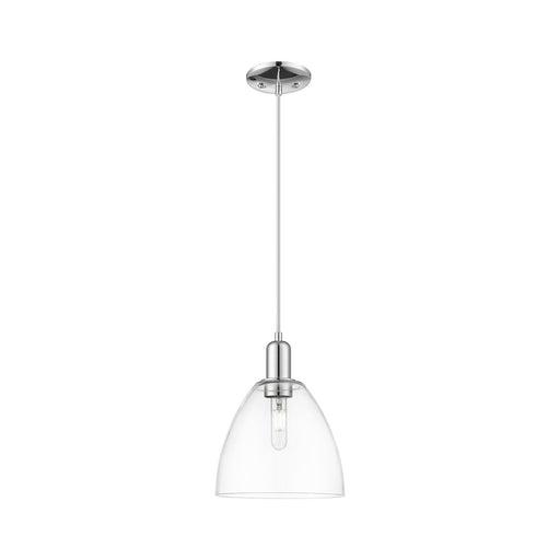 Innovations Bristol 9in 1-Light Mini Pendant | Industrial Polished Chrome Steel and Clear Glass | Kitchen Island & Dining Room | Model 716-1P-PC-GBD-92