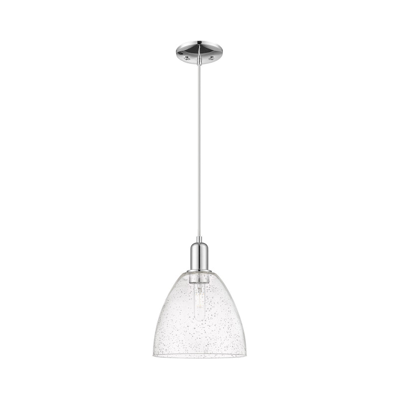 Innovations Bristol 9in 1-Light Mini Pendant | Industrial Polished Chrome Steel and Seedy Glass | Kitchen Island & Dining Room | Model 716-1P-PC-GBD-94