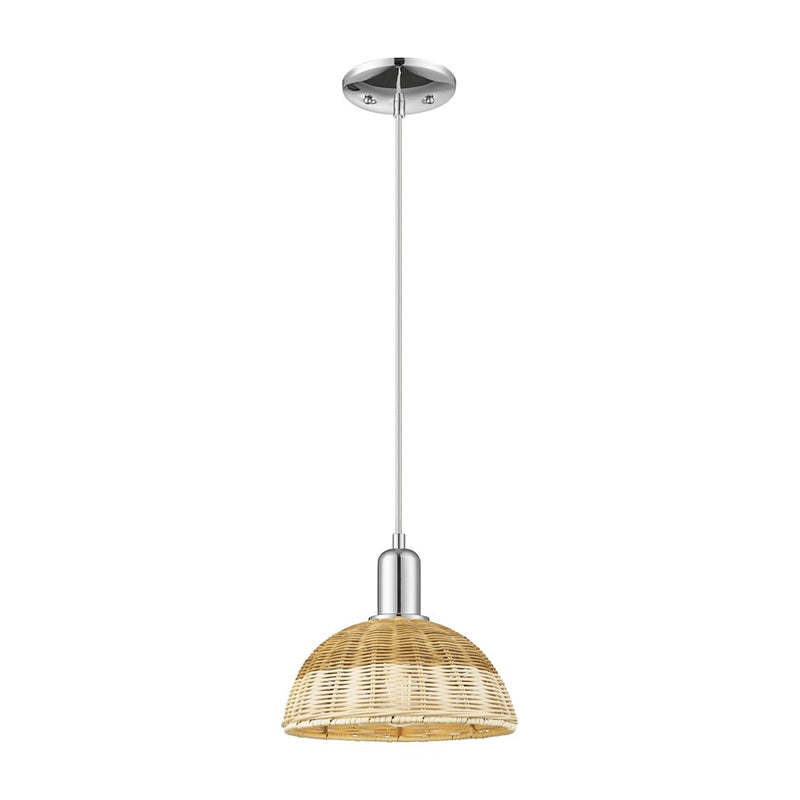 Innovations NB Dome 1Lt 9" Cord Mini Pendant, CH/Nat - 716-1P-PC-NBD2-9-NAT