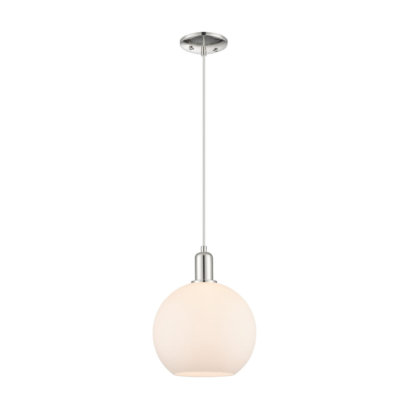 Innovations Athens 10in 1-Light Mini Pendant | Industrial Polished Nickel and Matte White Glass | Kitchen Island & Dining Room | Model 716-1P-PN-G121-10