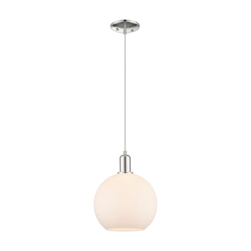 Innovations Athens 10in 1-Light Mini Pendant | Industrial Polished Nickel and Matte White Glass | Kitchen Island & Dining Room | Model 716-1P-PN-G121-10