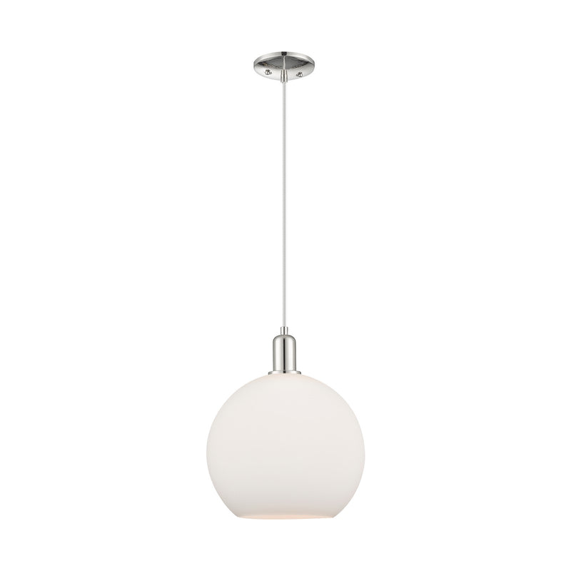 Innovations Athens 12in 1-Light Mini Pendant | Industrial Polished Nickel and Matte White Glass | Kitchen Island & Dining Room | Model 716-1P-PN-G121-12