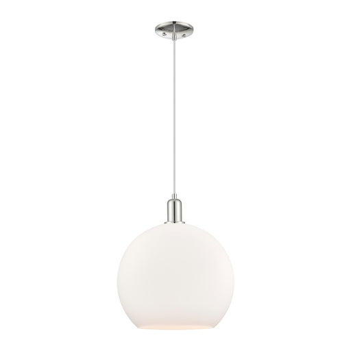 Innovations Athens 14in 1-Light Mini Pendant | Industrial Polished Nickel and Matte White Glass | Kitchen Island & Dining Room | Model 716-1P-PN-G121-14