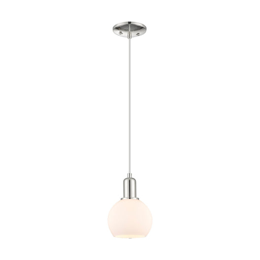 Innovations Athens 6in 1-Light Mini Pendant | Industrial Polished Nickel and Matte White Glass | Kitchen Island & Dining Room | Model 716-1P-PN-G121-6