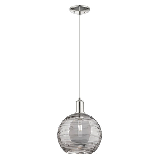 Innovations Athens Deco Swirl 10in 1-Light Mini Pendant | Industrial Polished Nickel and Light Smoke Glass | Kitchen Island & | Model 716-1P-PN-G1213-10SM