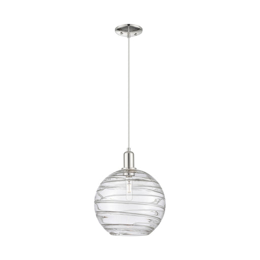 Innovations Athens Deco Swirl 12in 1-Light Mini Pendant | Industrial Modern Polished Nickel and Clear Deco Swirl Glass | Model 716-1P-PN-G1213-12CL