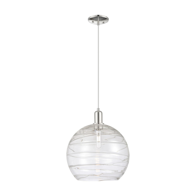 Innovations Athens Deco Swirl 14in 1-Light Mini Pendant | Industrial Polished Nickel and Clear Glass | Kitchen Island & | Model 716-1P-PN-G1213-14CL