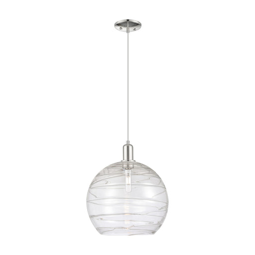 Innovations Athens Deco Swirl 14in 1-Light Mini Pendant | Industrial Polished Nickel and Clear Glass | Kitchen Island & | Model 716-1P-PN-G1213-14CL