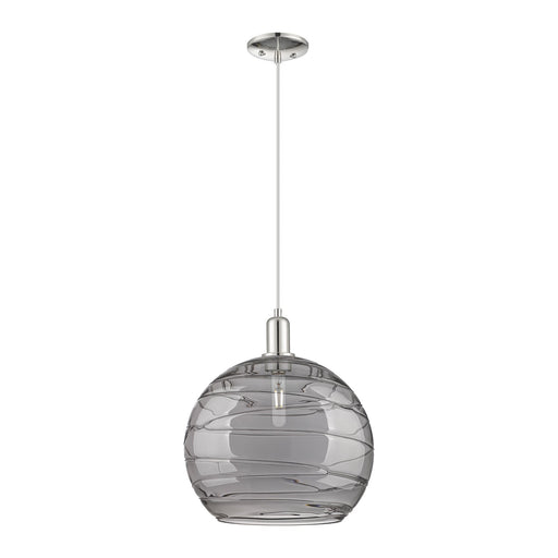 Innovations Athens Deco Swirl 14in 1-Light Mini Pendant | Industrial Polished Nickel and Light Smoke Glass | Kitchen Island & | Model 716-1P-PN-G1213-14SM