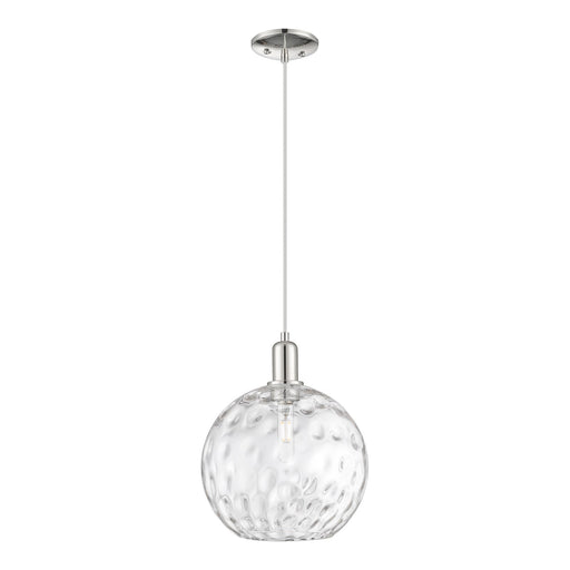 Innovations Athens Water Glass 12in 1-Light Mini Pendant | Industrial Polished Nickel Steel and Clear Water Glass | Kitchen | Model 716-1P-PN-G1215-12