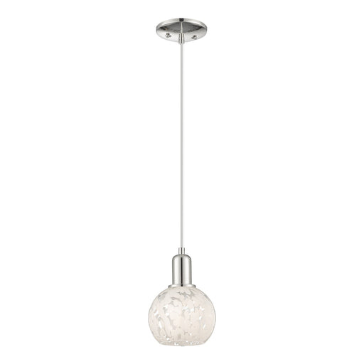 Innovations Lighting Arcadia 6in 1-Light Mini Pendant | Industrial Polished Nickel and White Mouchette Glass | Kitchen Island | Model 716-1P-PN-G1216-6WM