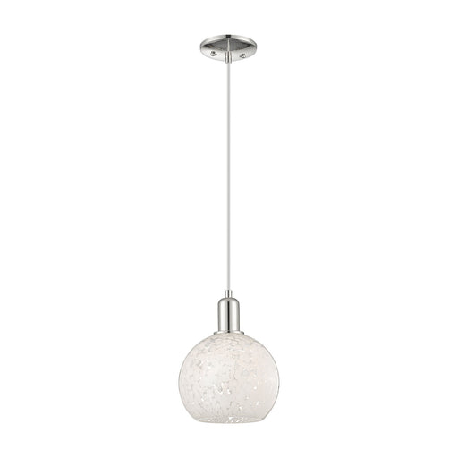 Innovations Lighting Arcadia 8in 1-Light Mini Pendant | Industrial Polished Nickel and White Mouchette Glass | Kitchen Island | Model 716-1P-PN-G1216-8WM