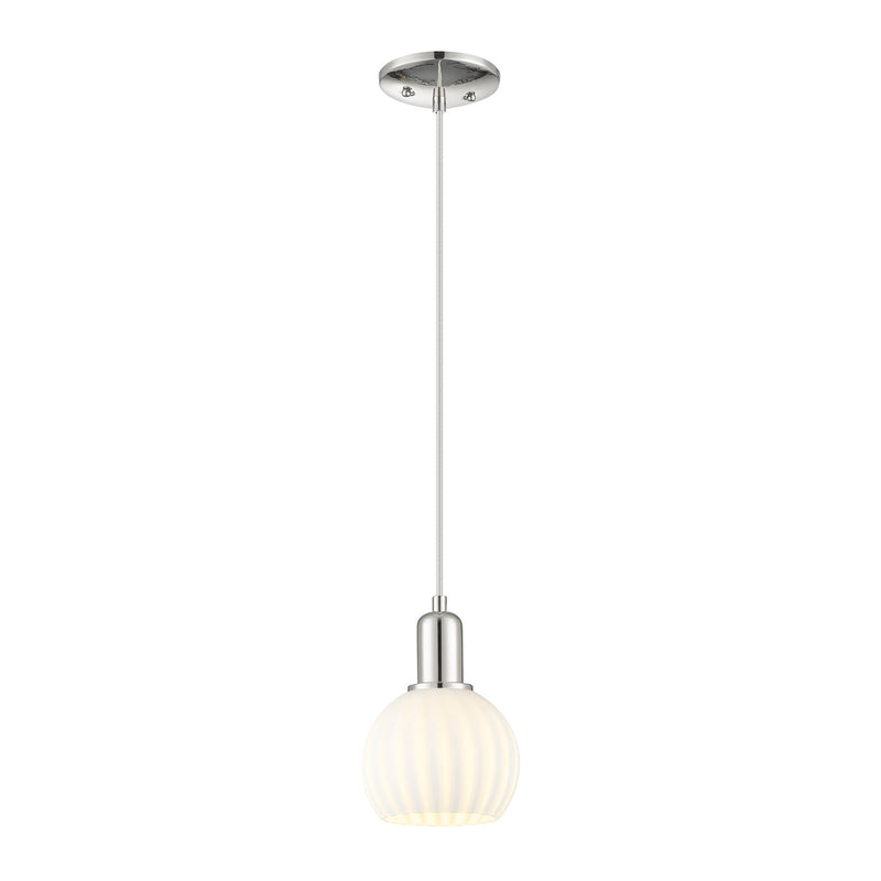Innovations Lighting White Venetian 6in 1-Light Mini Pendant | Industrial Polished Nickel and White Venetian Glass | Kitchen | Model 716-1P-PN-G1217-6WV