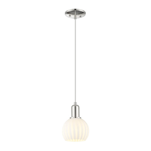 Innovations Lighting White Venetian 6in 1-Light Mini Pendant | Industrial Polished Nickel and White Venetian Glass | Kitchen | Model 716-1P-PN-G1217-6WV