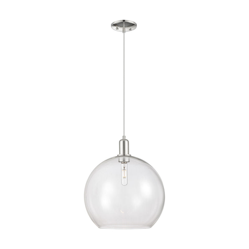 Innovations Athens 14in 1-Light Mini Pendant | Industrial Polished Nickel Steel and Clear Glass | Kitchen Island & Dining Room | Model 716-1P-PN-G122-14