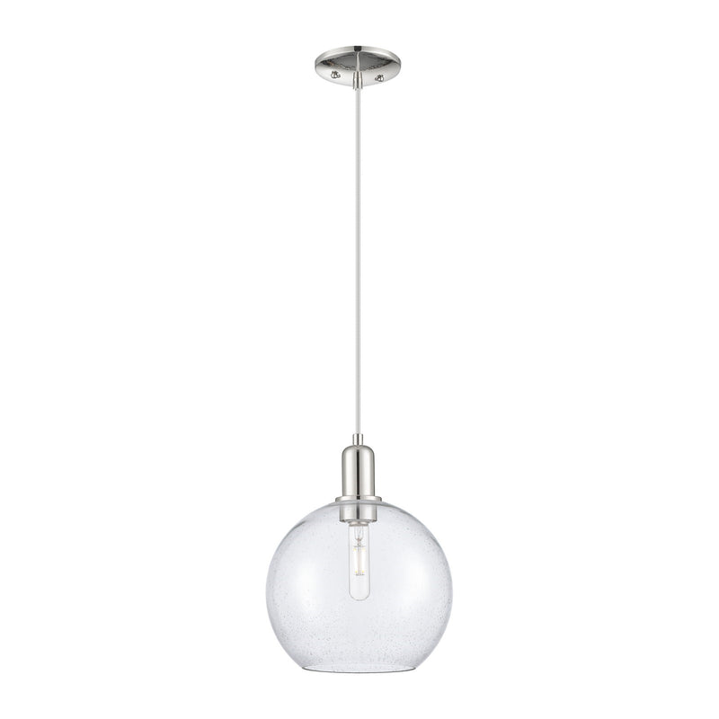 Innovations Athens 10in 1-Light Mini Pendant | Industrial Modern Polished Nickel and Seedy Glass | Kitchen Island & Dining Room | Model 716-1P-PN-G124-10