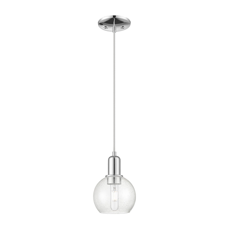 Innovations Athens 6in 1-Light Mini Pendant | Industrial Polished Nickel Steel and Seedy Glass | Kitchen Island & Dining Room | Model 716-1P-PN-G124-6