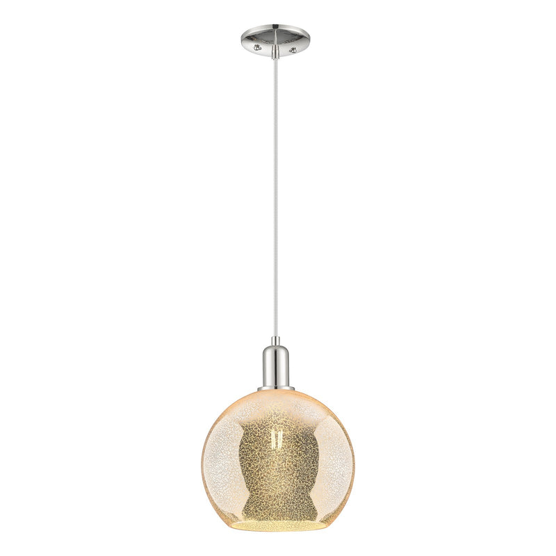 Innovations Athens 10in 1-Light Mini Pendant | Industrial Polished Nickel and Mercury Glass | Kitchen Island & Dining Room | Model 716-1P-PN-G128-10