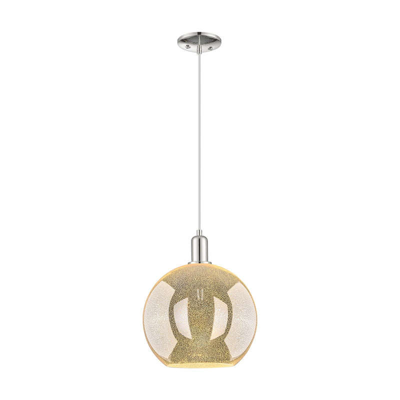 Innovations Athens 12in 1-Light Mini Pendant | Industrial Polished Nickel and Mercury Glass | Kitchen Island & Dining Room | Model 716-1P-PN-G128-12