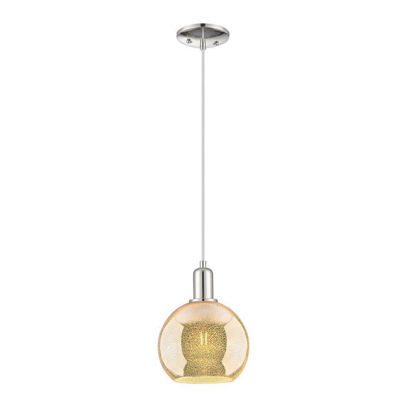 Innovations Athens 8in 1-Light Mini Pendant | Industrial Polished Nickel and Mercury Glass | Kitchen Island & Dining Room | 8 x 8 | Model 716-1P-PN-G128-8