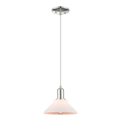 Innovations Orwell 8in 1-Light Mini Pendant | Industrial Polished Nickel and Matte White Glass | Kitchen Island & Dining Room | Model 716-1P-PN-G131