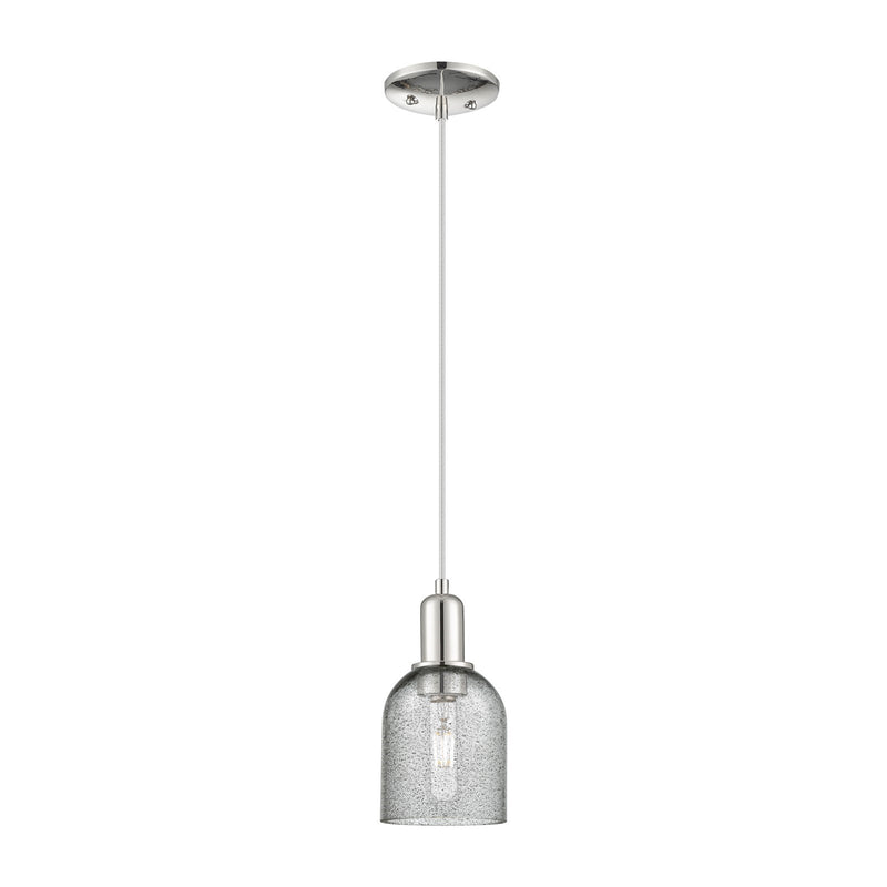Innovations Caledonia 5in 1-Light Mini Pendant | Industrial Polished Nickel and Charcoal Glass | Kitchen Island & Dining Room | 5 x | Model 716-1P-PN-G257