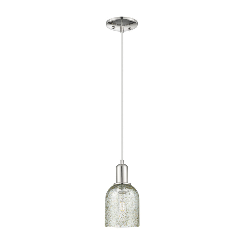 Innovations Caledonia 5in 1-Light Mini Pendant | Industrial Polished Nickel and Mica Glass | Kitchen Island & Dining Room | 5 x 5 x | Model 716-1P-PN-G259