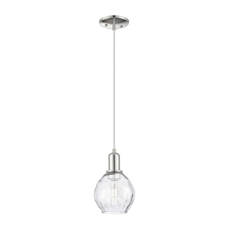 Innovations Waverly 6in 1-Light Mini Pendant | Industrial Polished Nickel and Clear Water Glass | Kitchen Island & Dining Room | 6 | Model 716-1P-PN-G362