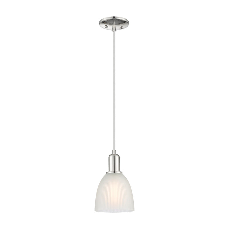 Innovations Castile 6in 1-Light Mini Pendant | Industrial Polished Nickel Steel and White Glass | Kitchen Island & Dining Room | Model 716-1P-PN-G381