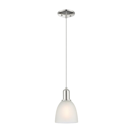 Innovations Castile 6in 1-Light Mini Pendant | Industrial Polished Nickel Steel and White Glass | Kitchen Island & Dining Room | Model 716-1P-PN-G381