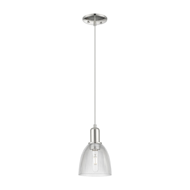 Innovations Castile 6in 1-Light Mini Pendant | Industrial Polished Nickel Steel and Clear Glass | Kitchen Island & Dining Room | 6 | Model 716-1P-PN-G382