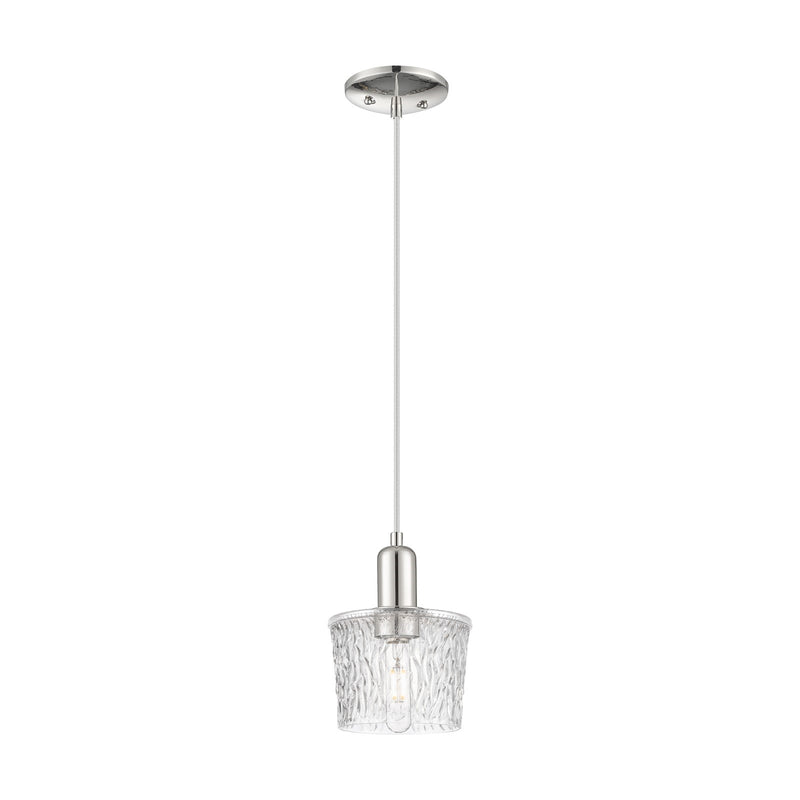 Innovations Niagara 7in 1-Light Mini Pendant | Industrial Modern Polished Nickel and Clear Textured Glass | Kitchen Island & Dining | Model 716-1P-PN-G402