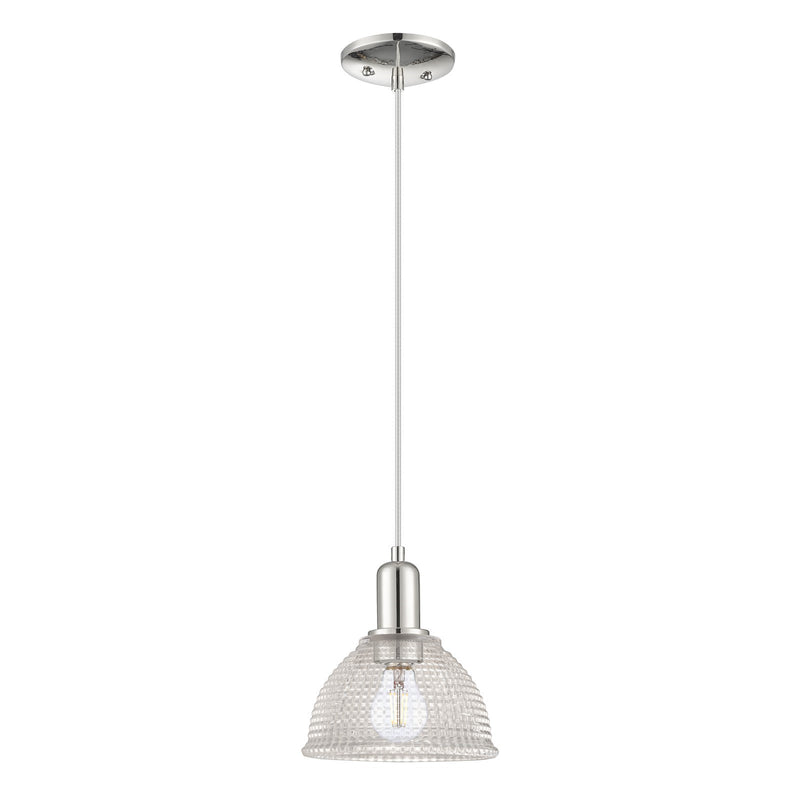 Innovations Arietta 8in 1-Light Mini Pendant | Industrial Polished Nickel Steel and Clear Glass | Kitchen Island & Dining Room | 8 | Model 716-1P-PN-G422