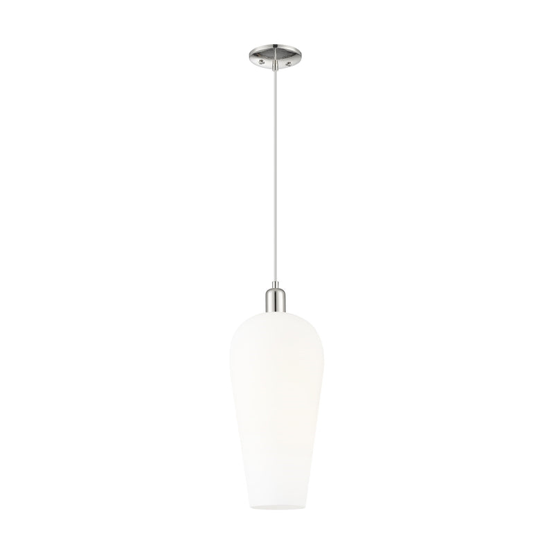 Innovations Chelsea 8in 1-Light Mini Pendant | Industrial Polished Nickel and White Glass | Kitchen Island & Dining Room | 8 x | Model 716-1P-PN-G456-8WH