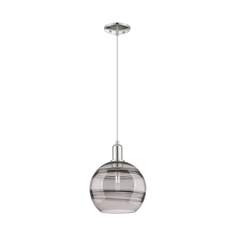 Innovations Rochester 10in 1-Light Mini Pendant | Industrial Polished Nickel and Light Smoke Glass | Kitchen Island & Dining | Model 716-1P-PN-G556-10SM