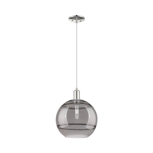 Innovations Rochester 12in 1-Light Mini Pendant | Industrial Polished Nickel and Light Smoke Glass | Kitchen Island & Dining | Model 716-1P-PN-G556-12SM