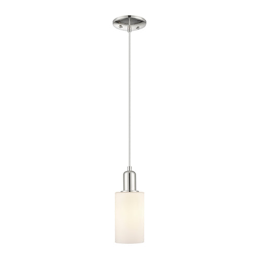 Innovations Clymer 4in 1-Light Mini Pendant | Industrial Polished Nickel Steel and Matte White Glass | Kitchen Island & Dining Room | Model 716-1P-PN-G801