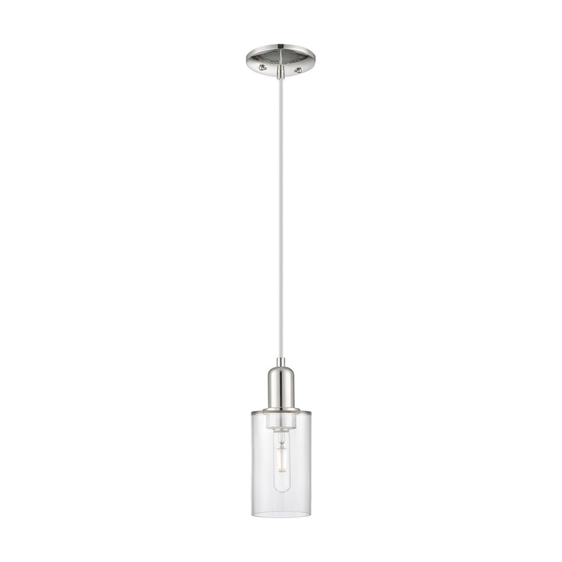 Innovations Clymer 4in 1-Light Mini Pendant | Industrial Polished Nickel Steel and Clear Glass | Kitchen Island & Breakfast Nook | Model 716-1P-PN-G802