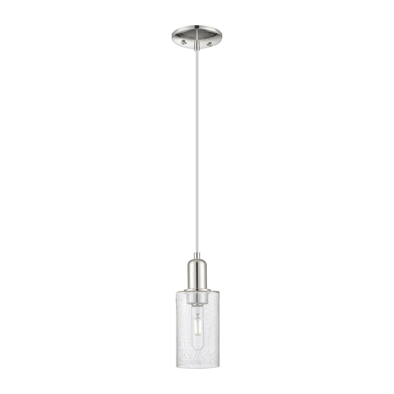 Innovations Clymer 4in 1-Light Mini Pendant | Industrial Polished Nickel Steel and Seedy Glass | Kitchen Island & Breakfast Bar | Model 716-1P-PN-G804