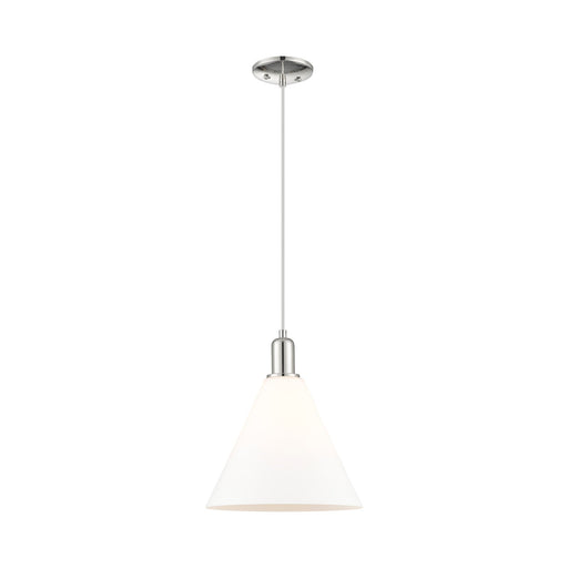 Innovations Berkshire Glass 12in 1-Light Mini Pendant | Industrial Polished Nickel and Matte White Glass | Kitchen Island & | Model 716-1P-PN-GBC-121