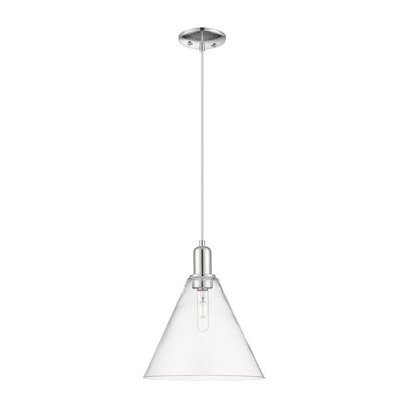 Innovations Berkshire Glass 12in 1-Light Mini Pendant | Industrial Polished Nickel and Clear Glass | Kitchen Island & Dining | Model 716-1P-PN-GBC-122
