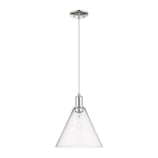 Innovations Berkshire Glass 12in 1-Light Mini Pendant | Industrial Polished Nickel and Seedy Glass | Kitchen Island & Dining | Model 716-1P-PN-GBC-124