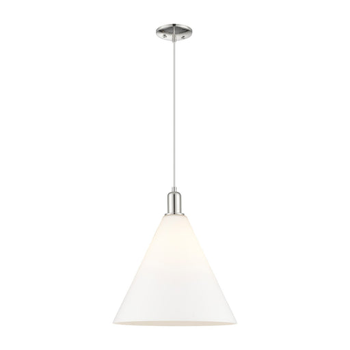 Innovations Berkshire Glass 16in 1-Light Mini Pendant | Industrial Polished Nickel and Matte White Glass | Kitchen Island & | Model 716-1P-PN-GBC-161