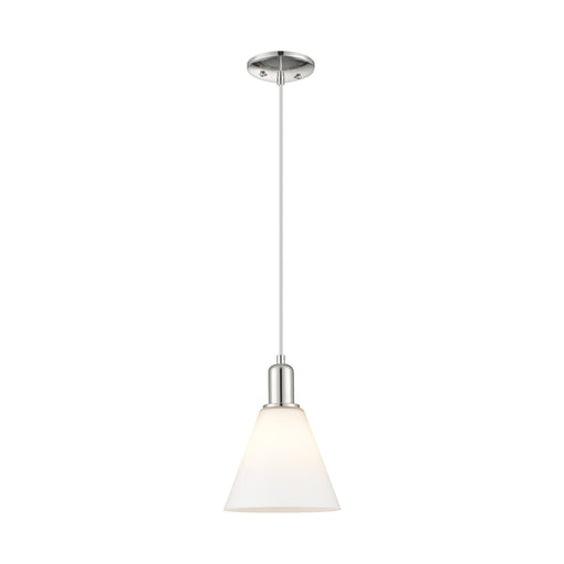 Innovations Berkshire Glass 8in 1-Light Mini Pendant | Industrial Polished Nickel and Matte White Glass | Kitchen Island & Dining | Model 716-1P-PN-GBC-81