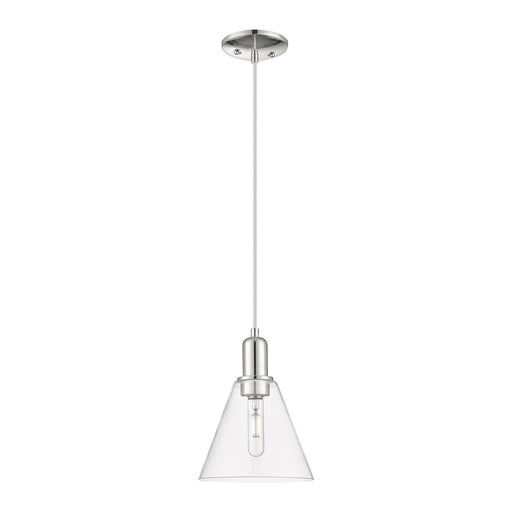 Innovations Berkshire Glass 8in 1-Light Mini Pendant | Industrial Polished Nickel Steel and Clear Glass | Kitchen Island & Dining | Model 716-1P-PN-GBC-82