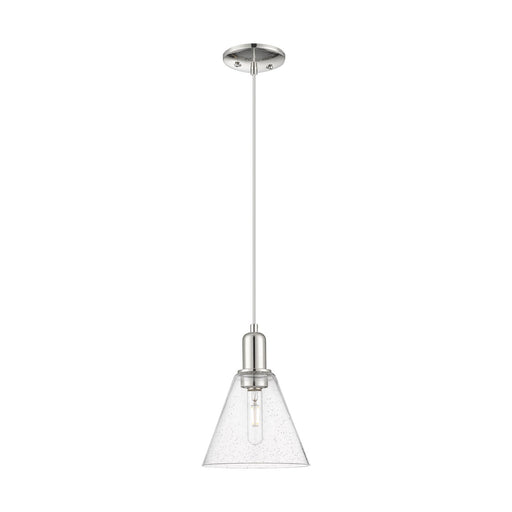 Innovations Berkshire Glass 8in 1-Light Mini Pendant | Industrial Polished Nickel Steel and Seedy Glass | Kitchen Island & Dining | Model 716-1P-PN-GBC-84